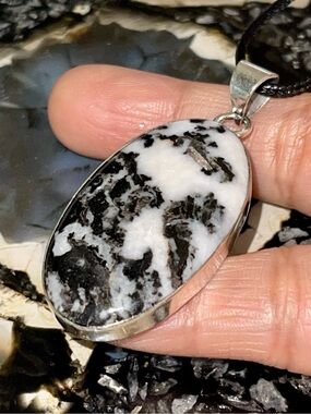 Black & White Matrix Patterns of White Buffalo Turquoise Pendant 2”